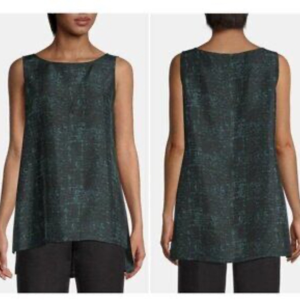 Eileen Fisher Bateau Neck Sleeveless Silk Tunic   SP